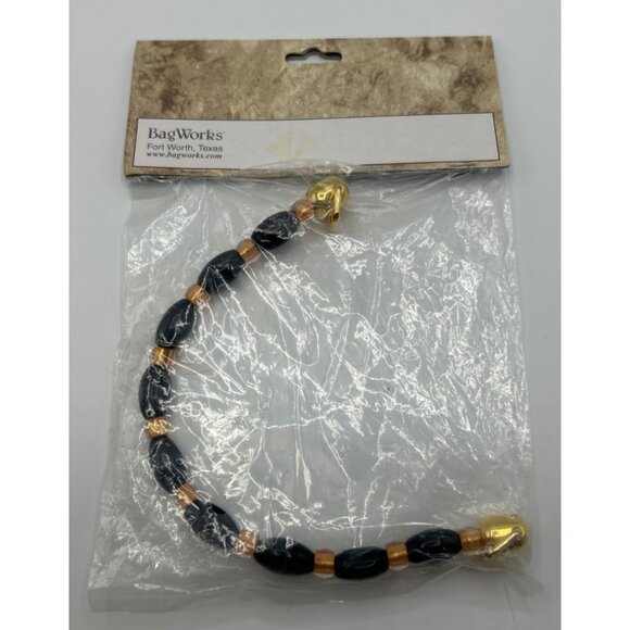 Bag Works Purse Handle Black Gold Bead Making Craft DIY Bags Replacement Repair - Picture 4 of 4